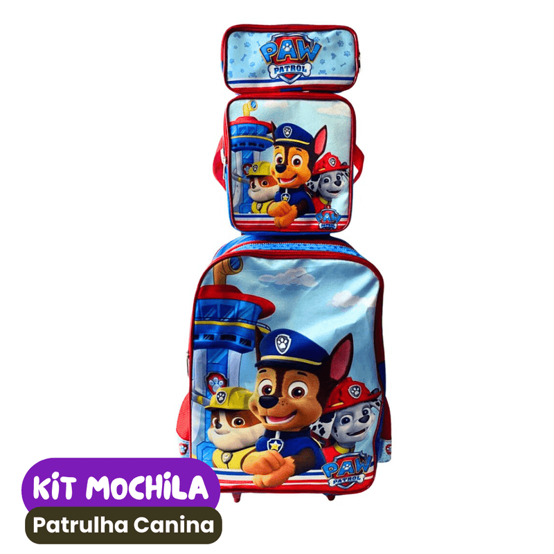 Mochila de Rodinhas Infantil com Estojo + Lancheira [KIT COMPLETO]